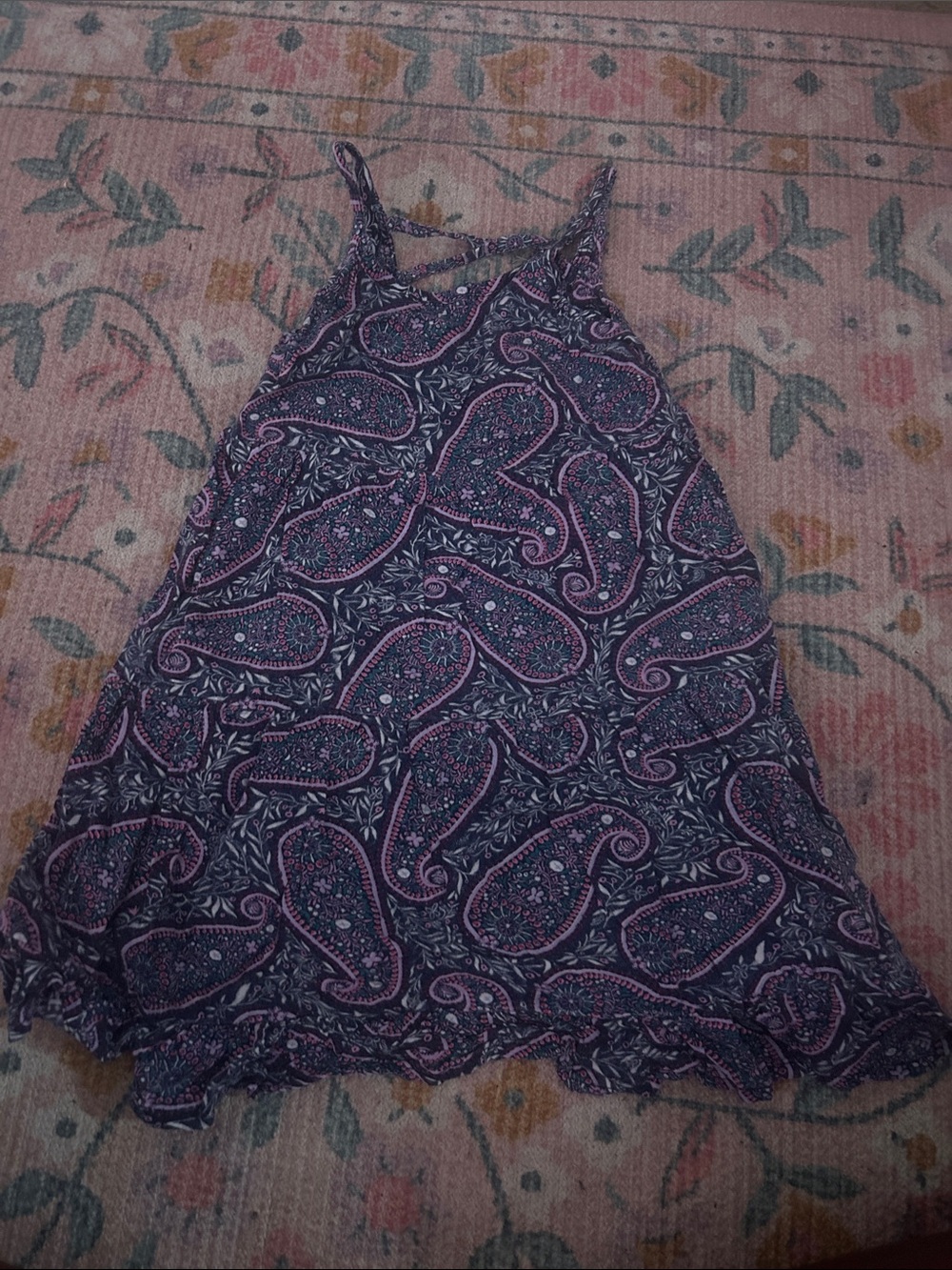 Old Navy Navy and Pink Paisley Slip Dress